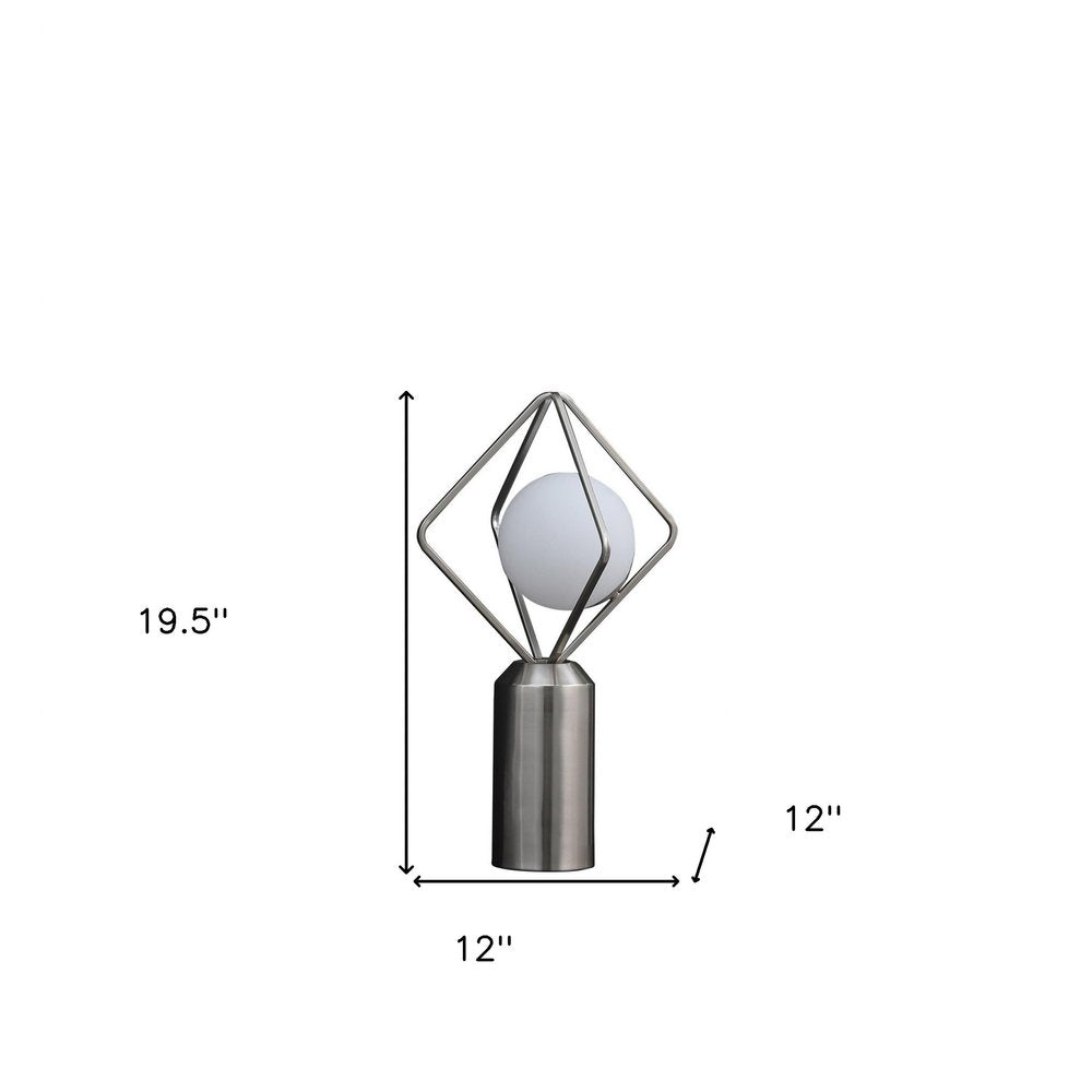 20" Silver Geometric Pedestal Contemporary Table or Desk  Lamp HomeRoots