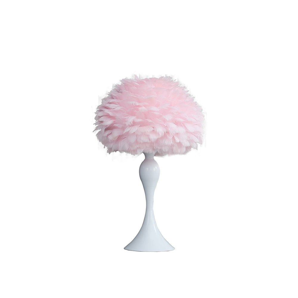 24" Glam Hot Pink Feather and Red Table Lamp HomeRoots