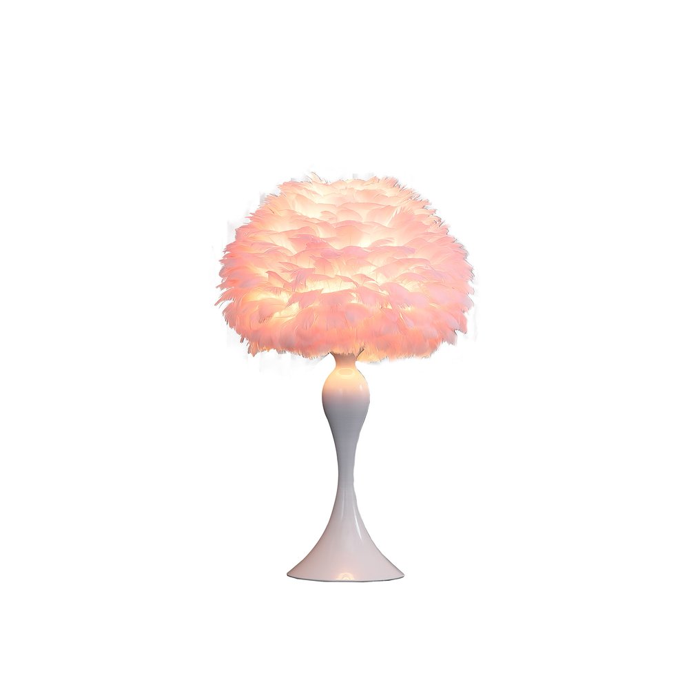 24" Glam Hot Pink Feather and Red Table Lamp HomeRoots
