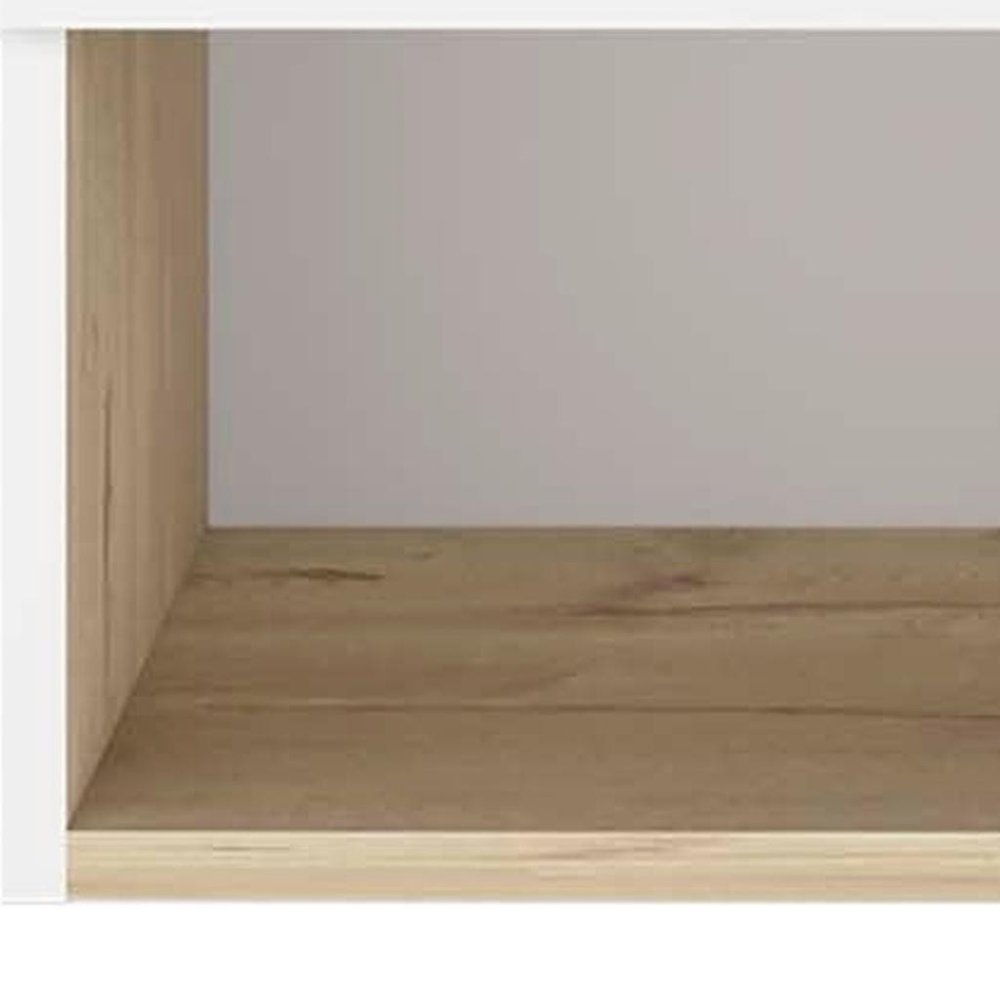 16" Light Oak And White Wall Mounted Cabinet With Three Shelves HomeRoots