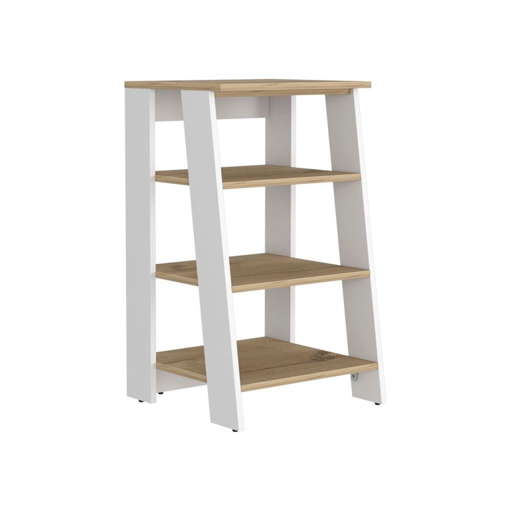17" Oak And White Wood Freestanding Bathroom Vanity — view 1