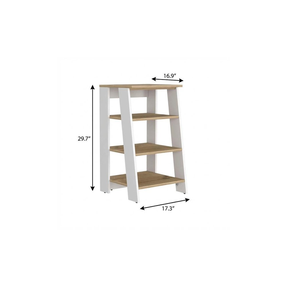 17" Oak And White Wood Freestanding Bathroom Vanity — view 4
