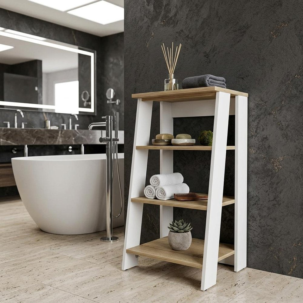 17" Oak And White Wood Freestanding Bathroom Vanity — view 5