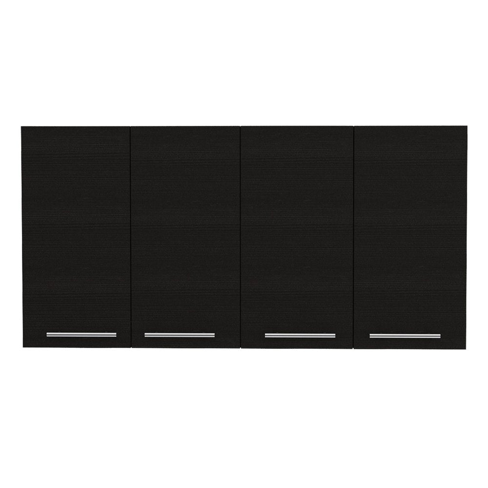 47" Black Wood Wall Mounted Accent Cabinet With Four Doors HomeRoots