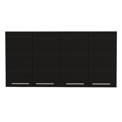 47" Black Wood Wall Mounted Accent Cabinet With Four Doors HomeRoots