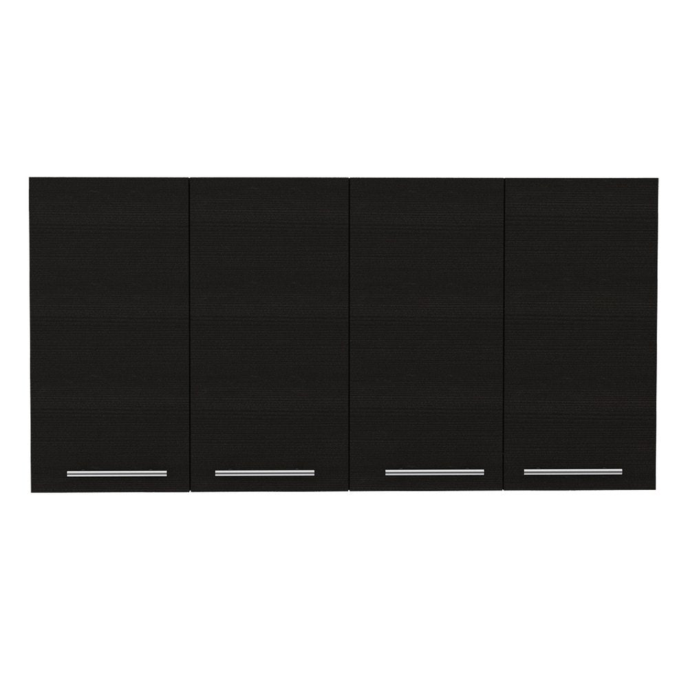 47" Black Wood Wall Mounted Accent Cabinet With Four Doors — view 1