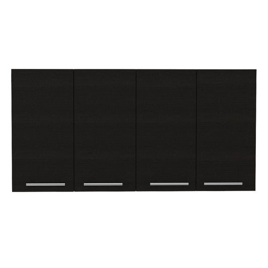 47" Black Wood Wall Mounted Accent Cabinet With Four Doors HomeRoots