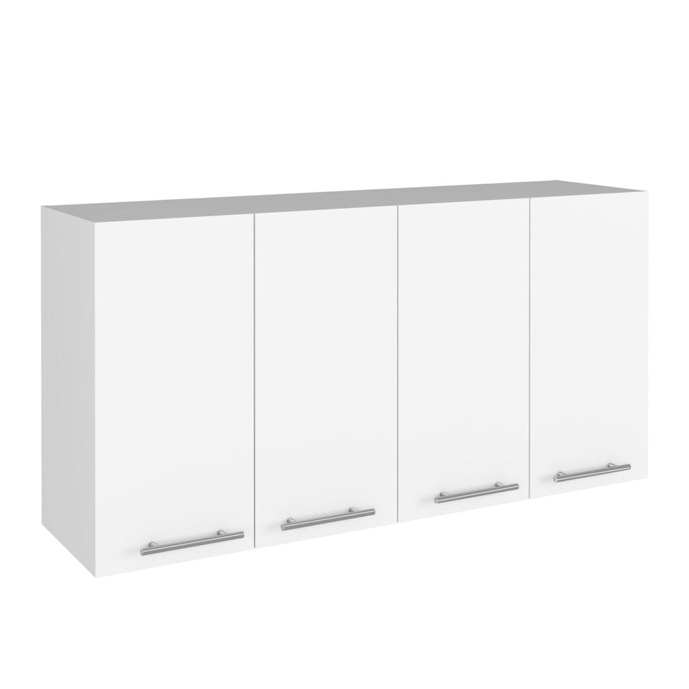 47" White Wood Wall Mounted Accent Chest With Four Doors HomeRoots