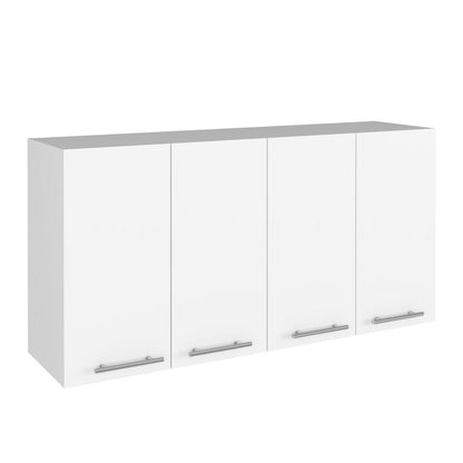 47" White Wood Wall Mounted Accent Chest With Four Doors HomeRoots