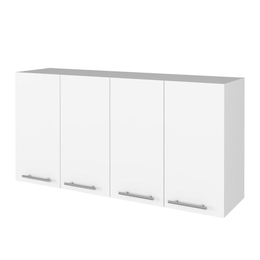 47" White Wood Wall Mounted Accent Chest With Four Doors HomeRoots