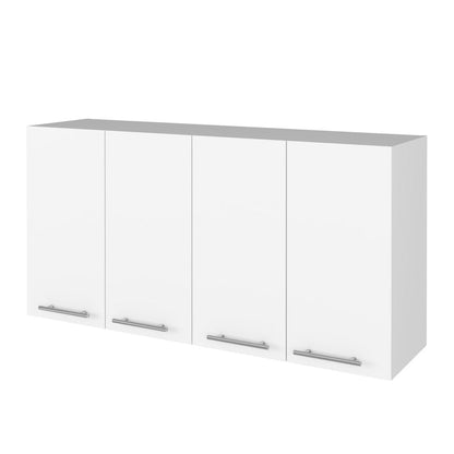 47" White Wood Wall Mounted Accent Chest With Four Doors HomeRoots