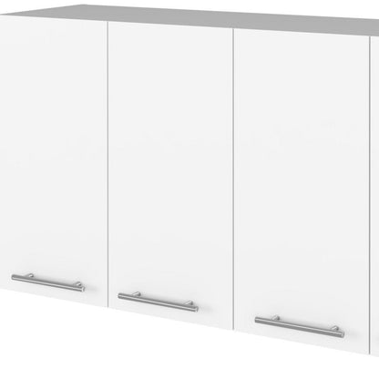 47" White Wood Wall Mounted Accent Chest With Four Doors HomeRoots