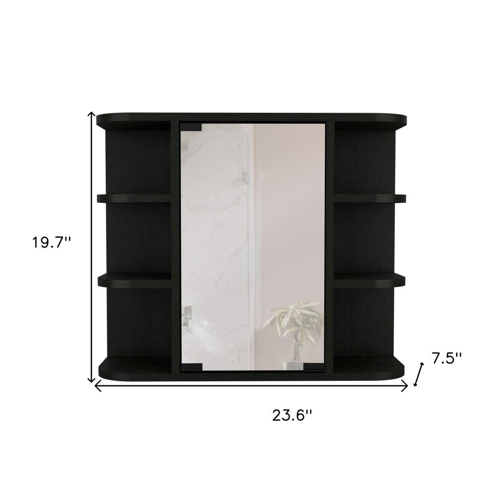 24" Black Wood Floating Double Door Bathroom Vanity And Medicine Cabinet With Mirror — view 5