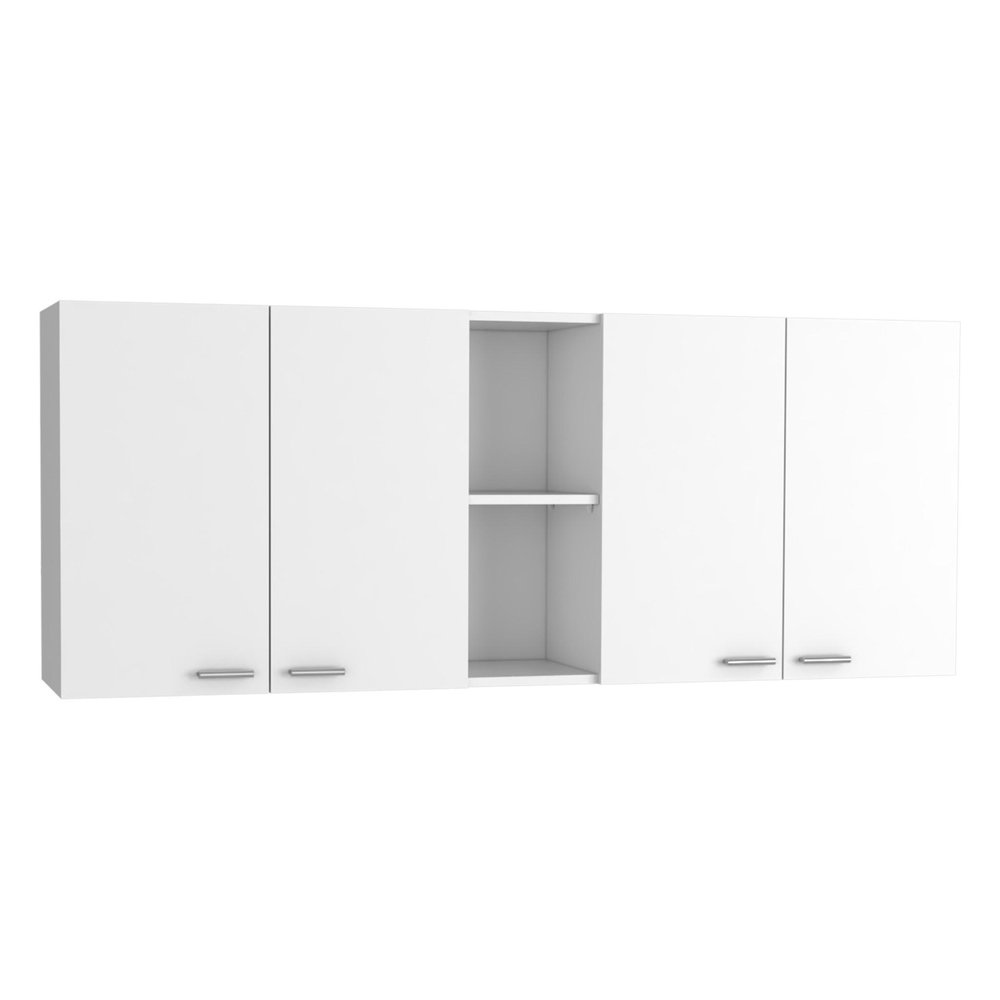 59" White Wood Wall Mounted Accent Cabinet With Four Doors HomeRoots