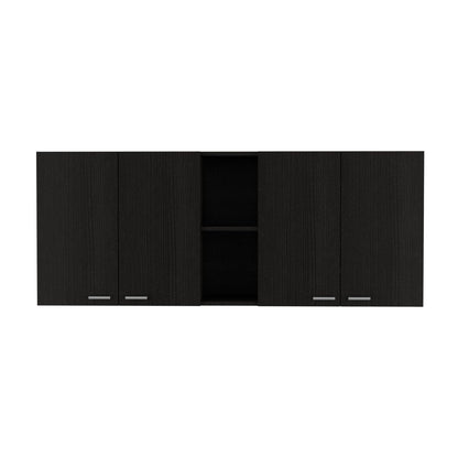 59" Black Wood Wall mounted Accent Cabinet With Five Shelves HomeRoots