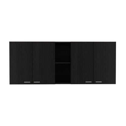 59" Black Wood Wall mounted Accent Cabinet With Five Shelves HomeRoots