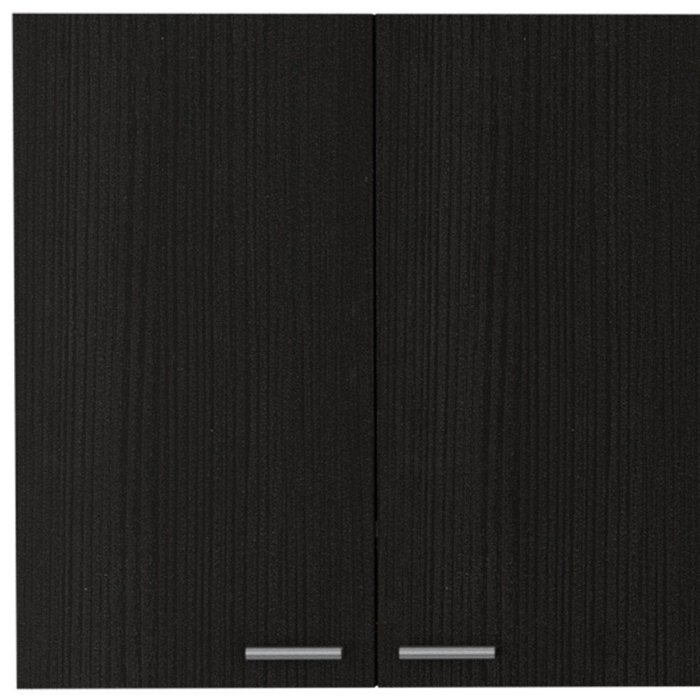 59" Black Wood Wall mounted Accent Cabinet With Five Shelves HomeRoots