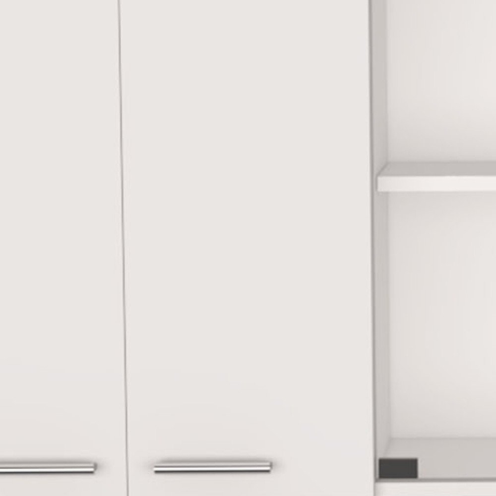 59" White Wood Wall Mounted China Cabinet With Six Doors HomeRoots