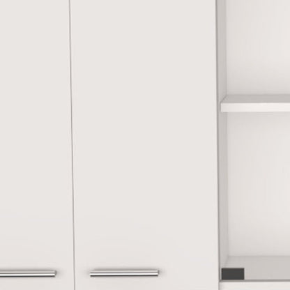 59" White Wood Wall Mounted China Cabinet With Six Doors HomeRoots