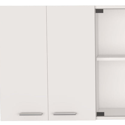 59" White Wood Wall Mounted China Cabinet With Six Doors HomeRoots