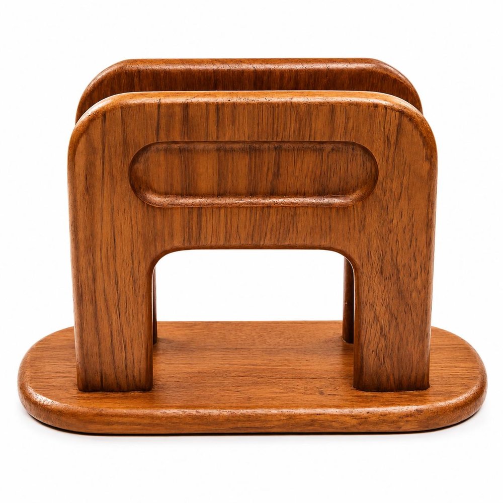 8" Brown Solid Wood Napkin Holder HomeRoots