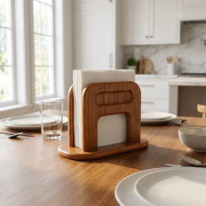 8" Brown Solid Wood Napkin Holder HomeRoots