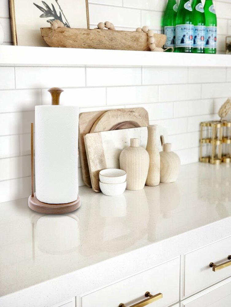 Free Standing 5.88 " Wood Paper Towel Holder HomeRoots