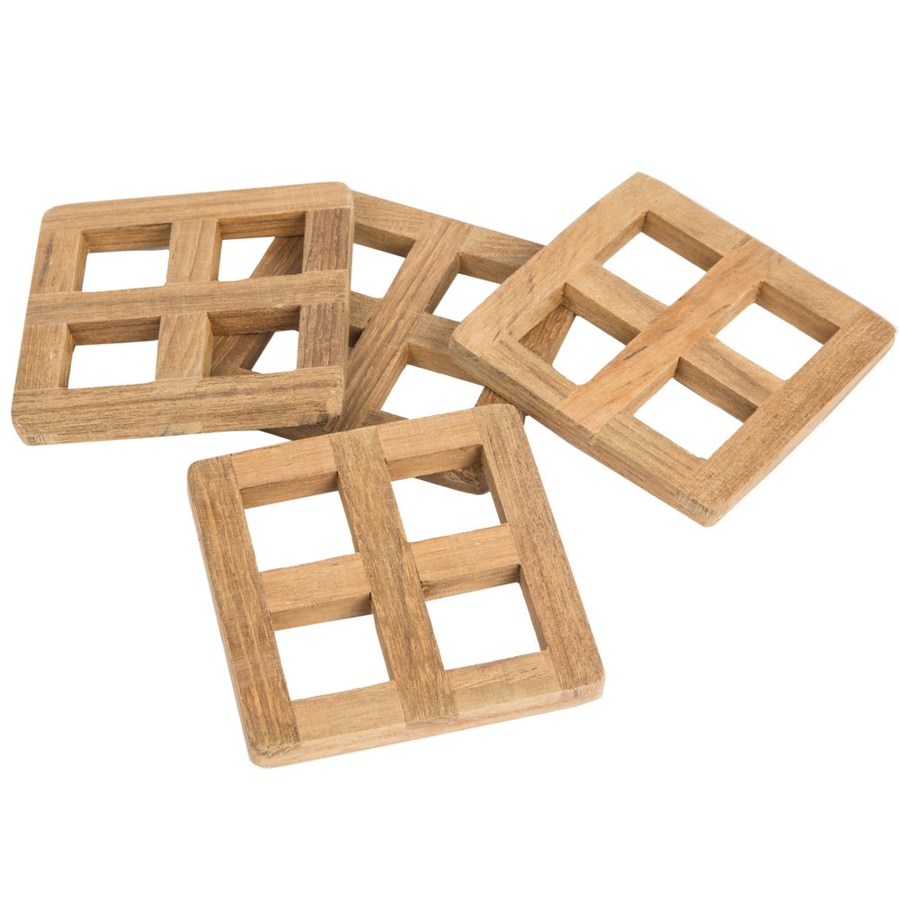 set of four 3.00 " Square Wood Coaster HomeRoots
