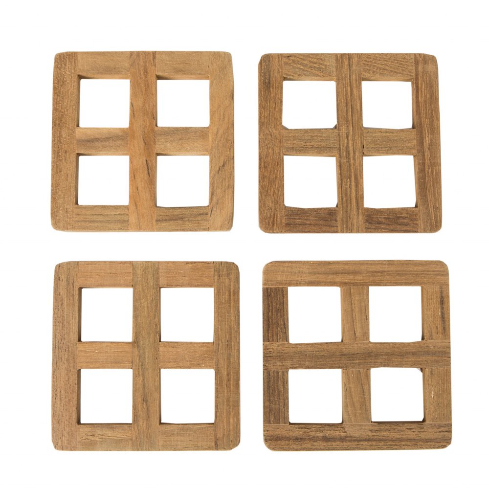set of four 3.00 " Square Wood Coaster HomeRoots