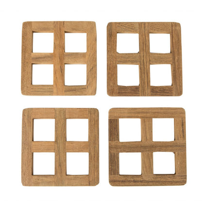 set of four 3.00 " Square Wood Coaster HomeRoots