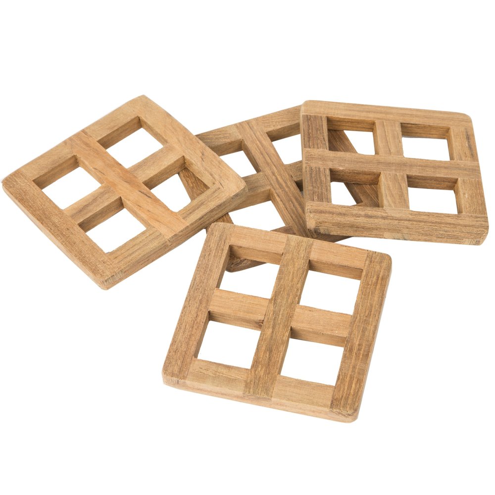 set of four 3.00 " Square Wood Coaster HomeRoots