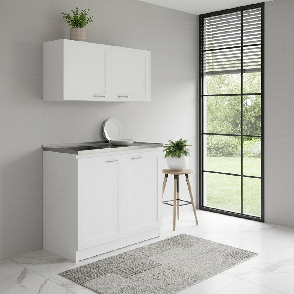 42" Black and White Wood Accent Cabinet Set With Four Doors HomeRoots