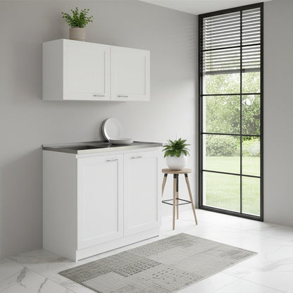 42" Black and White Wood Accent Cabinet Set With Four Doors HomeRoots