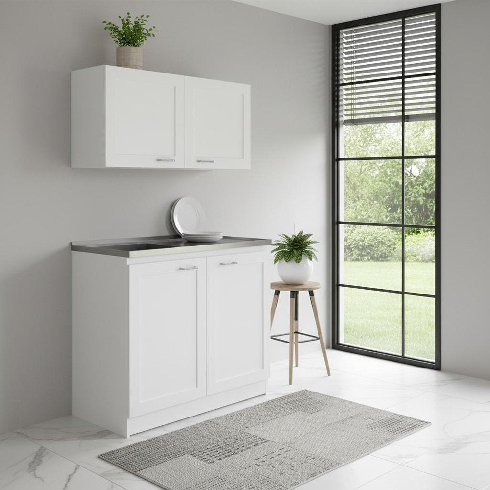 42" Black and White Wood Accent Cabinet Set With Four Doors — view 4