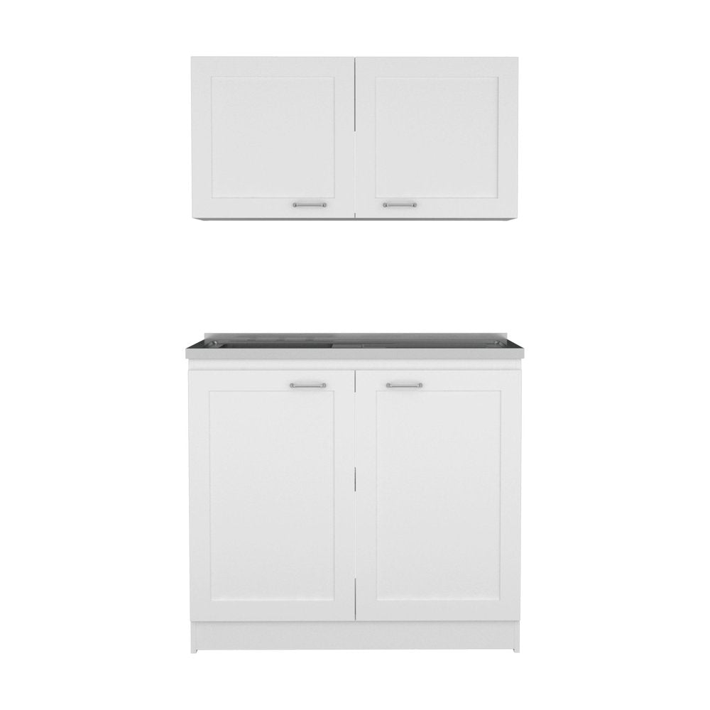 42" Black and White Wood Accent Cabinet Set With Four Doors HomeRoots