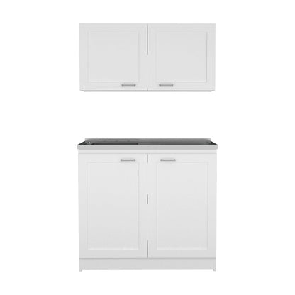 42" Black and White Wood Accent Cabinet Set With Four Doors HomeRoots