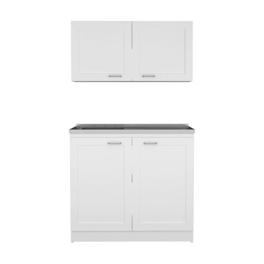 42" Black and White Wood Accent Cabinet Set With Four Doors HomeRoots
