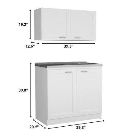 42" Black and White Wood Accent Cabinet Set With Four Doors HomeRoots