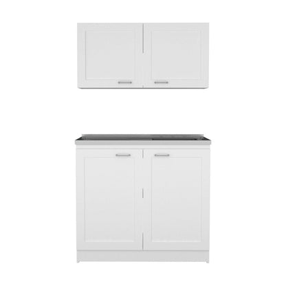 42" Black and White Wood Accent Cabinet Set With Four Doors HomeRoots