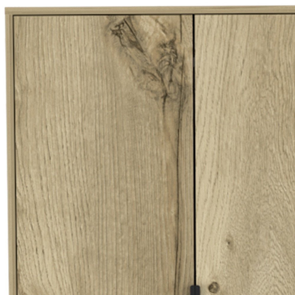 74" Oak Wood Two Door Single Drawer Combo Dresser — view 5