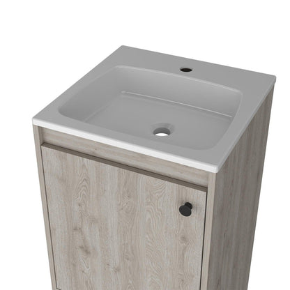 18" Light Gray Wood Freestanding Single Door Bathroom Vanity With White Sink HomeRoots