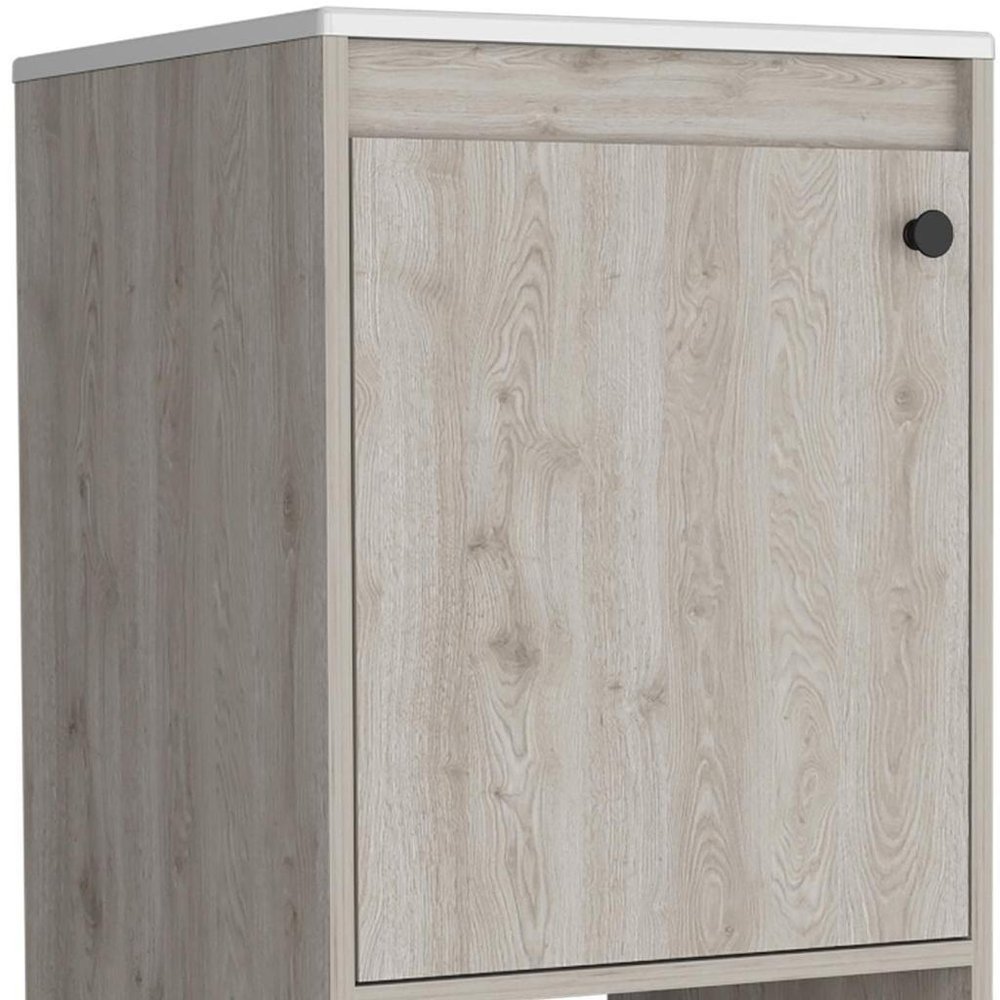 18" Light Gray Wood Freestanding Single Door Bathroom Vanity With White Sink HomeRoots