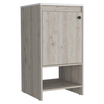 18" Light Gray Wood Freestanding Single Door Bathroom Vanity With White Sink HomeRoots