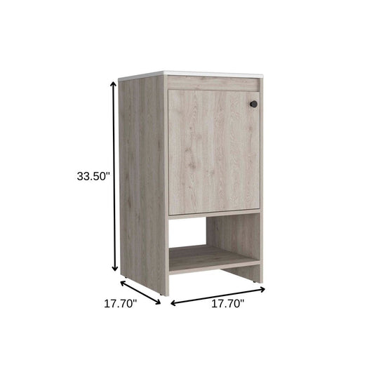 18" Light Gray Wood Freestanding Single Door Bathroom Vanity With White Sink HomeRoots