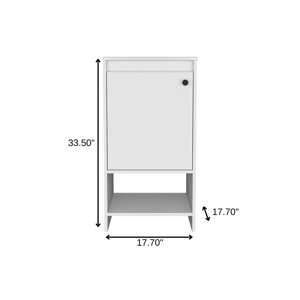 18" White Wood Freestanding Single Door Bathroom Vanity With Sink HomeRoots