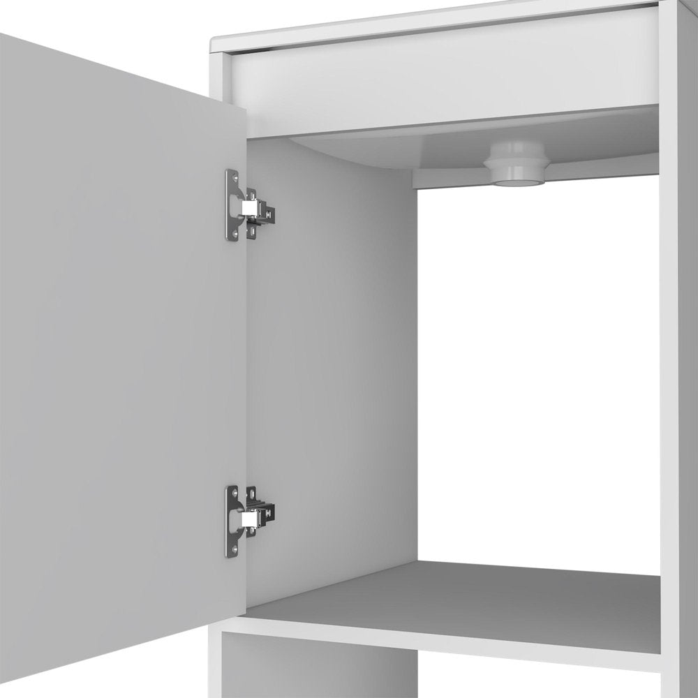18" White Wood Freestanding Single Door Bathroom Vanity With Sink HomeRoots