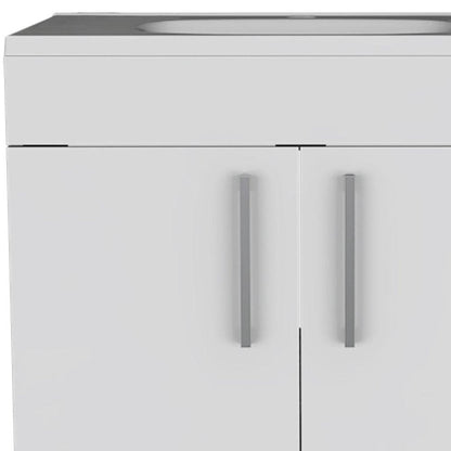 24" White Wood Freestanding Double Door Bathroom Vanity With Sink HomeRoots
