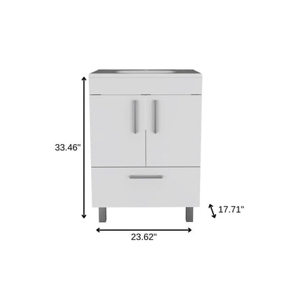 24" White Wood Freestanding Double Door Bathroom Vanity With Sink HomeRoots