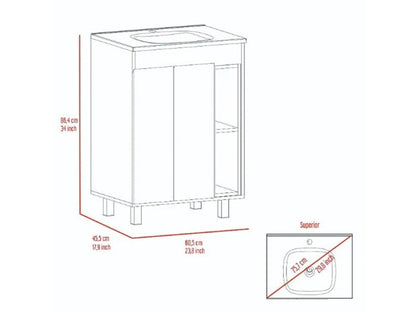 24" White Wood Freestanding Double Door Bathroom Vanity With Sink HomeRoots