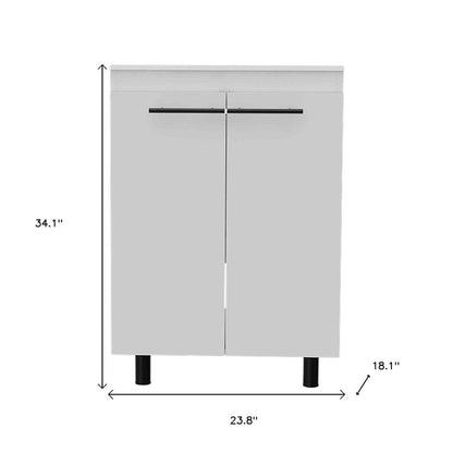 24" White Wood Freestanding Double Door Bathroom Vanity With Sink HomeRoots